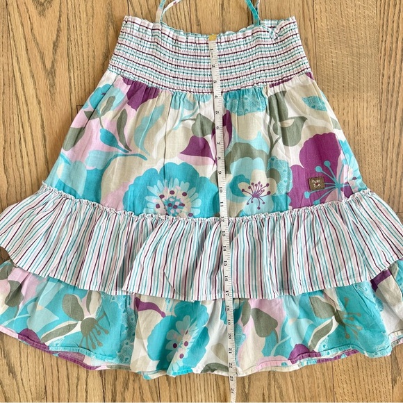 Naartjie Kids Sundress Blue Purple Floral Smocked Ruffles Tiered Size XL 7 Years - Picture 6 of 9